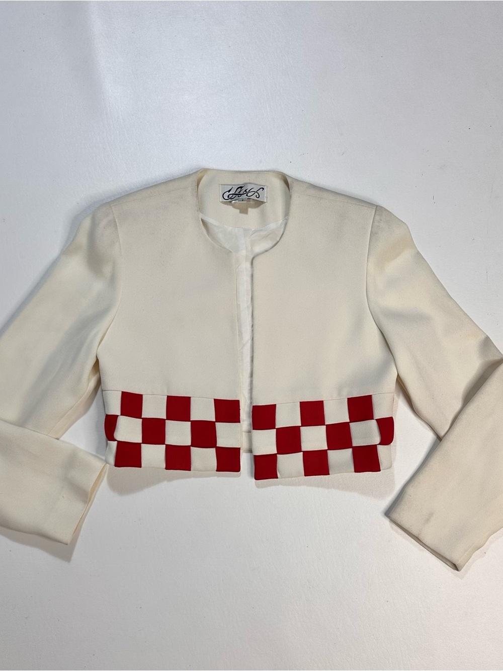 Vintage 90s checkerboard cropped jacket